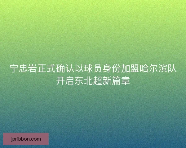 宁忠岩正式确认以球员身份加盟哈尔滨队开启东北超新篇章